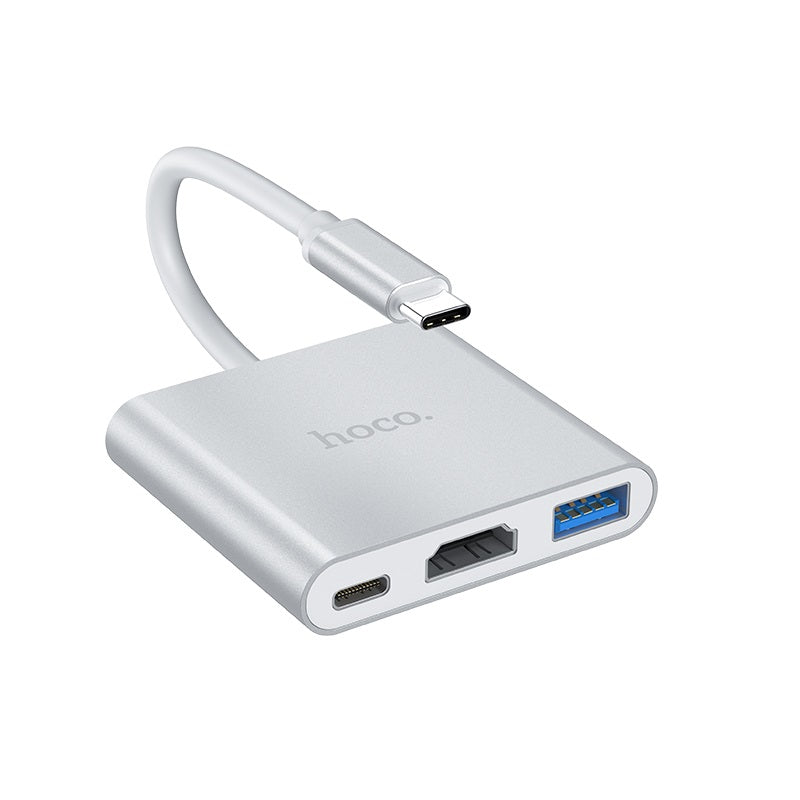 Hoco HB14 Easy use Type-C hub USB3.0 + HDMI + PD – Silver Hoco HB14 Easy use Type-C hub USB3.0 + HDMI + PD – Silver