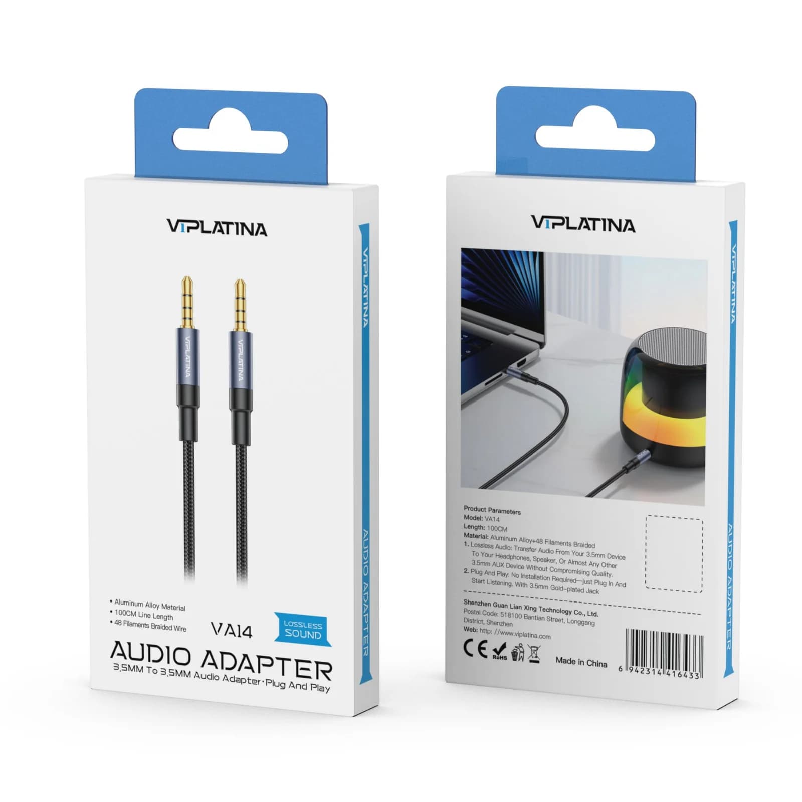VIPLATINA VA14 Car Audio Adapter | AUX to AUX
