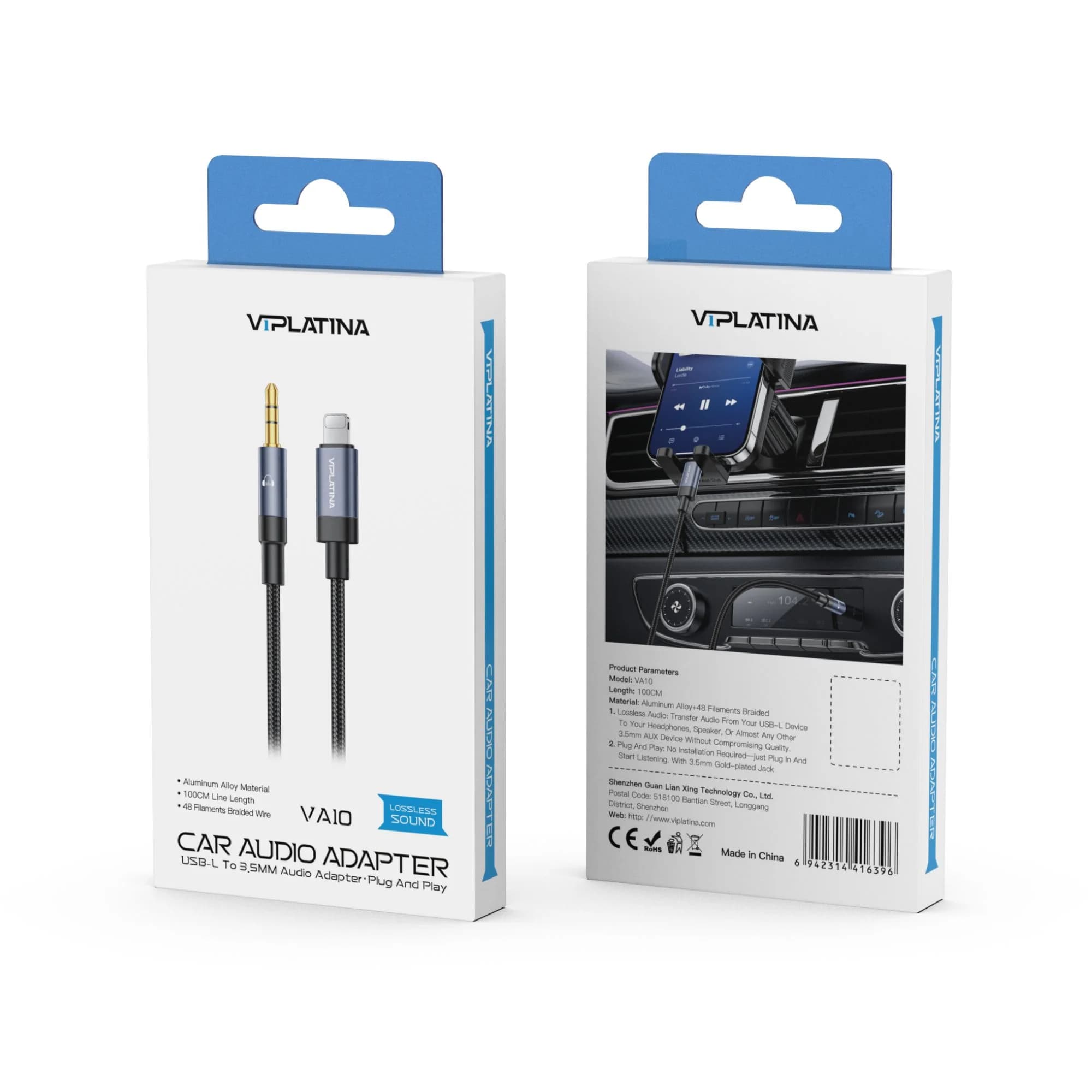 VIPLATINA VA10 Car Audio Adapter |  Lighting to AUX