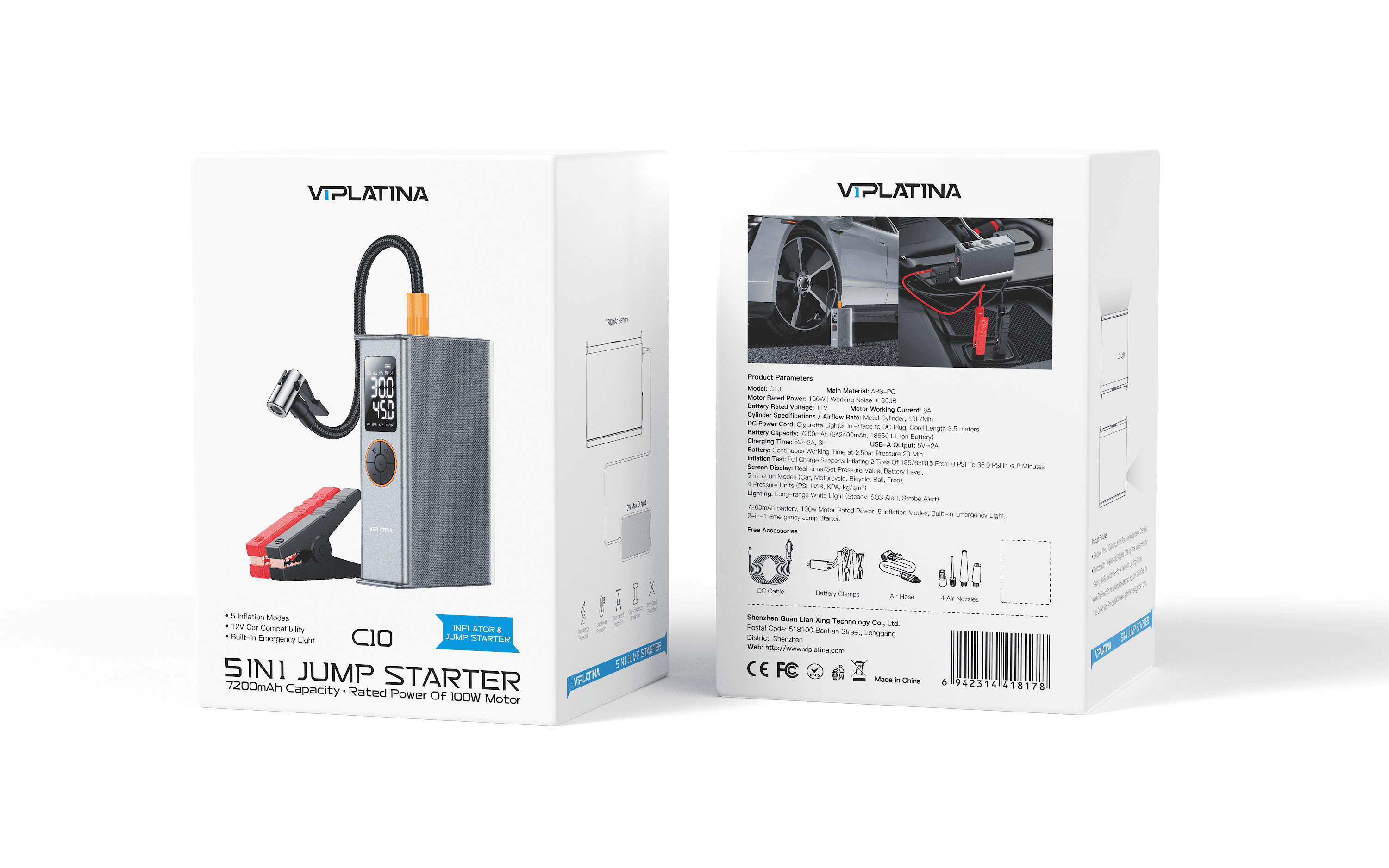 VIPLATINA C10 5-in-1 Jump Starter | 7200mAh Capacity 
