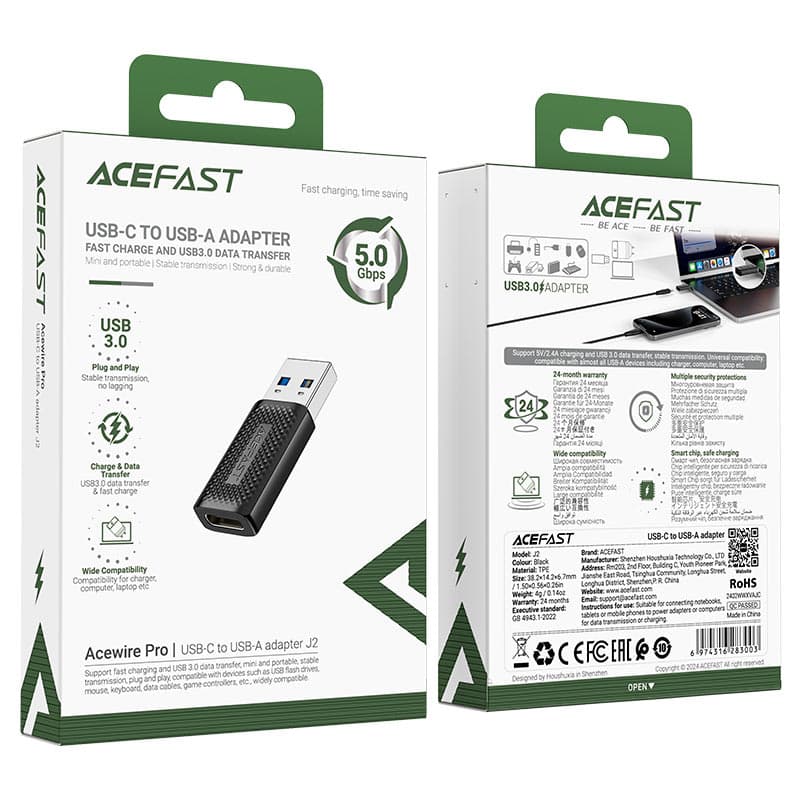 ACEFAST J2 USB-C TO USB-A Adapter | Data Transfer 5Gbps
