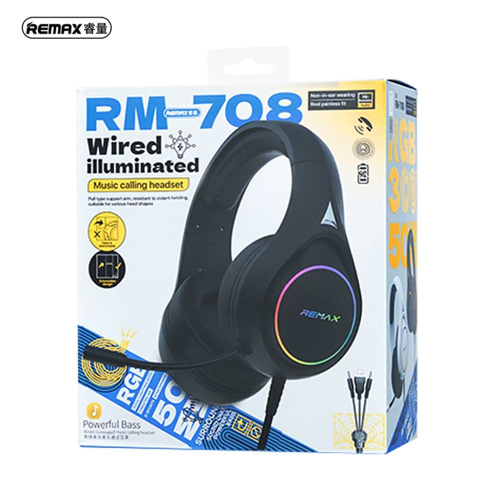 REMAX RM-708 Wired Gaming Headset | RGB LED