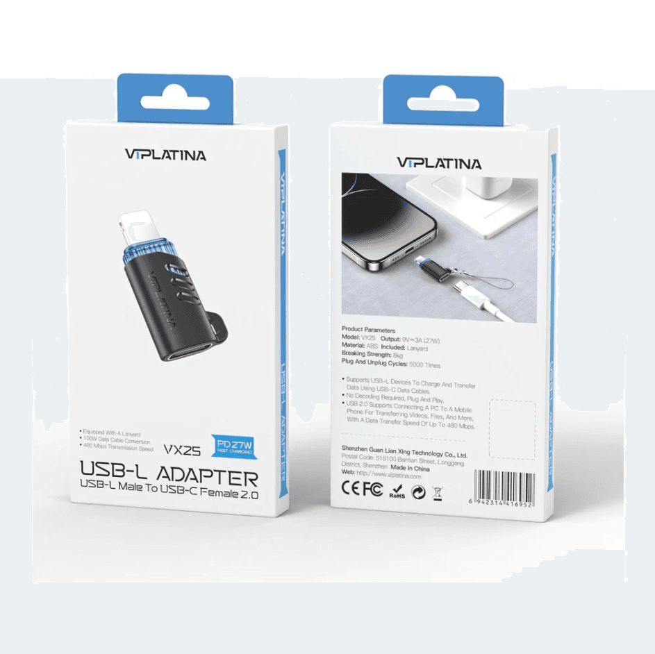 VIPLATINA VX25 USB-L Male to USB-C Female Adapter 