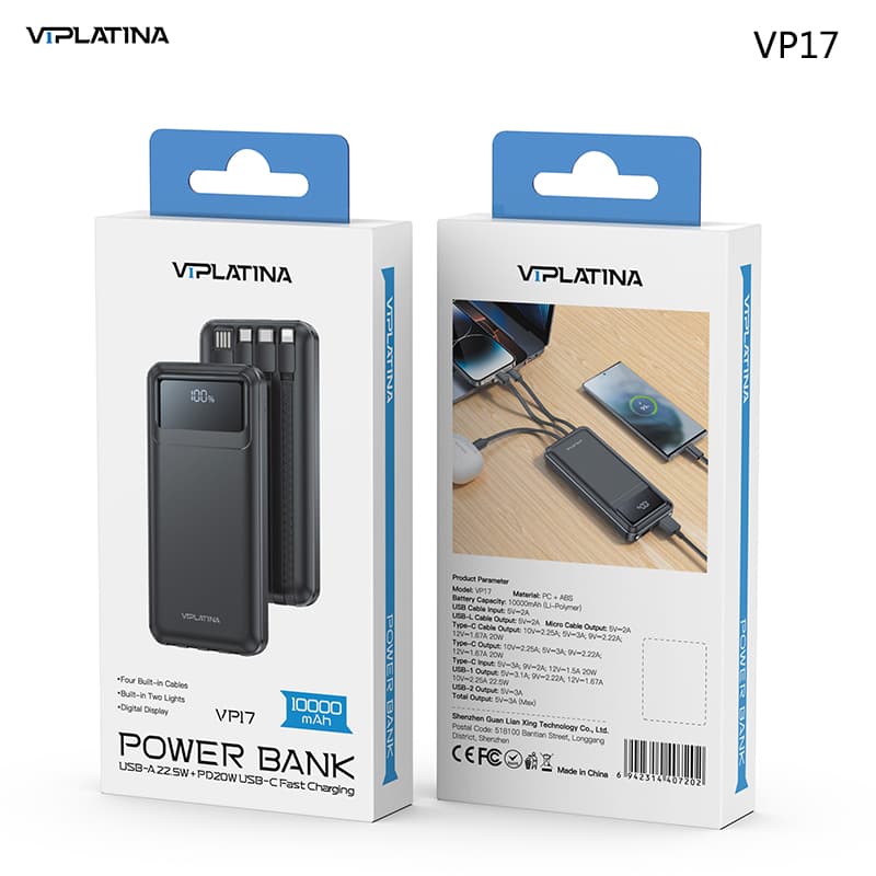 VIPLATINA VP17 Power Bank | 10000mAh Capacity 