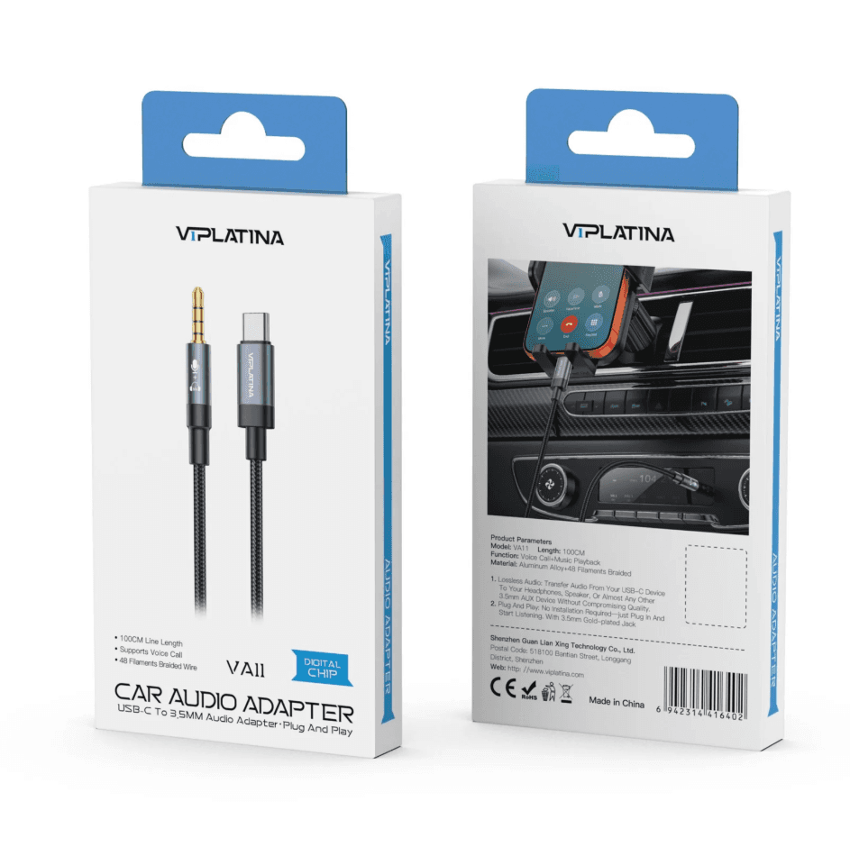 VIPLATINA VA11 Car Audio Adapter | USB-C to AUX