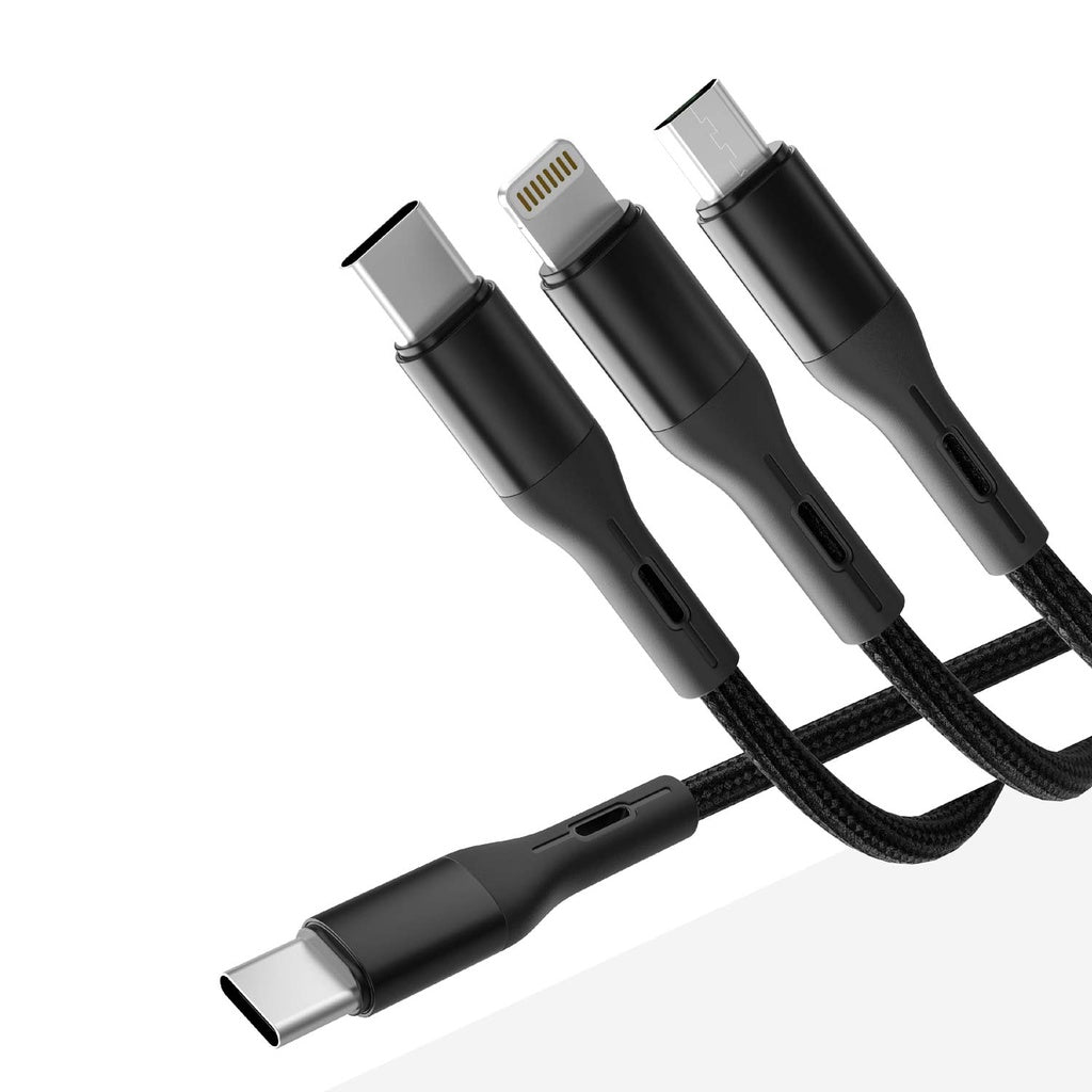 Green Lion 3 In 1 Fast Charging Braided Cable 1.2m