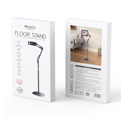 YESIDO C295 360° Rotating Silicone Collet Floor-Standing Tablet Cantilever Bracket Desktop Lazy Stand