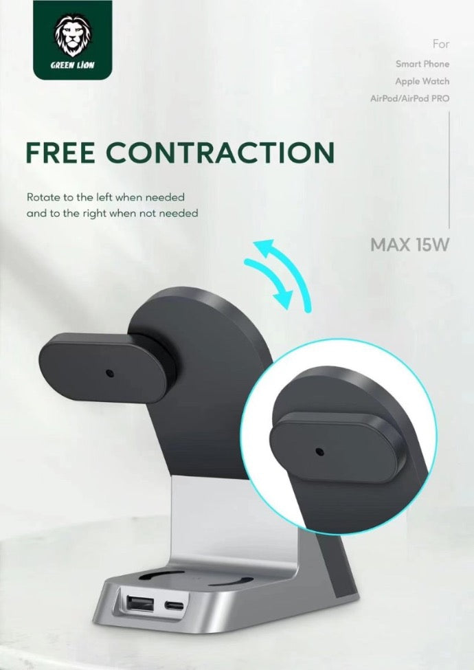 Green Lion 6 in 1 Wireless Charger 15W Material ABS + PC Universa