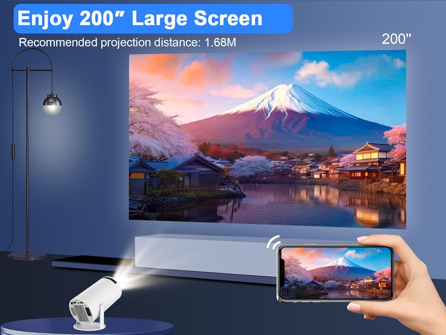 Universal HY300 Ultra HD High Dynamic Range 180 Degree Flip Portable Projector
