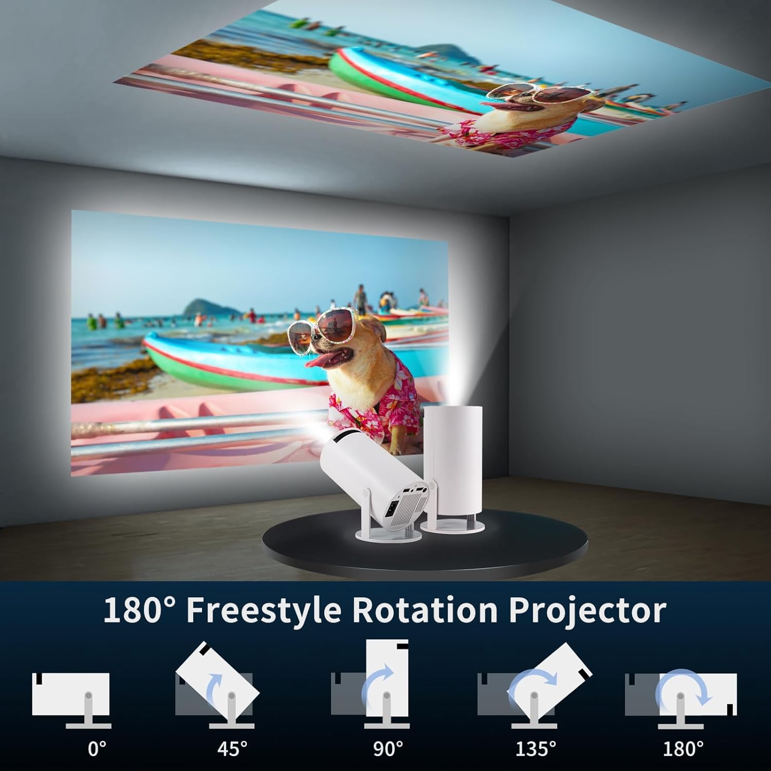 Universal HY300 Ultra HD High Dynamic Range 180 Degree Flip Portable Projector
