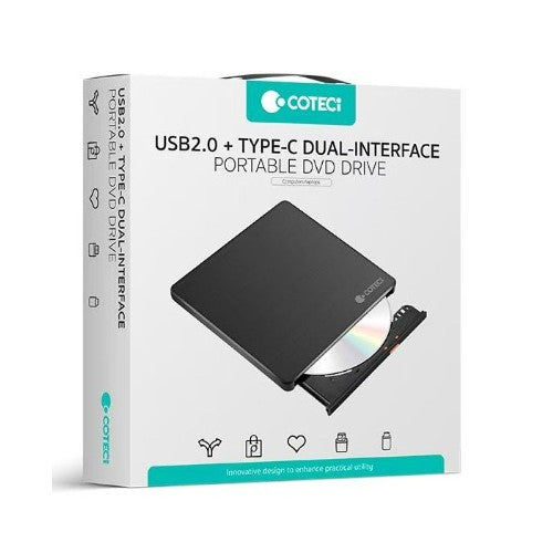 COTEETCI USB 2.0 AND TYPE-C DUAL INTERFACE MOBILE DVD BURNING OPTICAL DRIVE (OF-006)