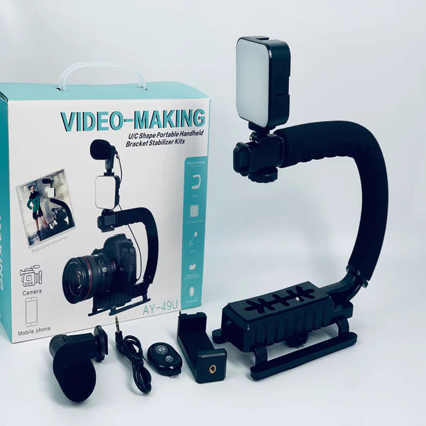 TECHBLAZE AY-49U U Shaped Video Making Handheld Stabilizer Kit Camera Gimbal for Outdoor Videography Portable Video Camera Accessories C Shape Stabilizer for DSLR Mobile Phones DV