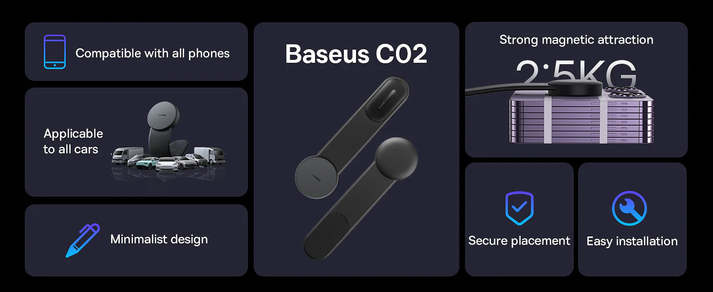 Baseus C02 Magnetic Phone Holder Car Mount