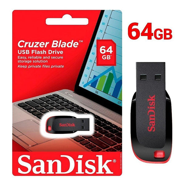 SanDisk 64GB Cruzer Blade USB 2.0 Flash Drive