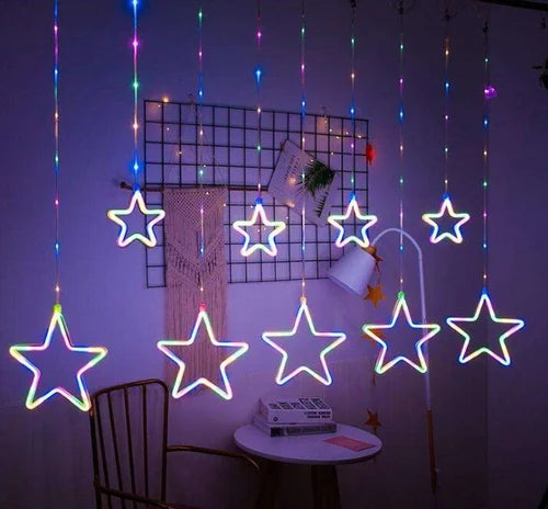TLISMI Neon Star Curtain String Lights Multicolor 9
