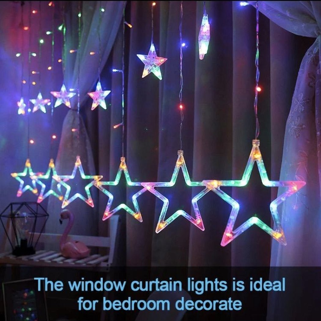 TLISMI Neon Star Curtain String Lights Multicolor 9