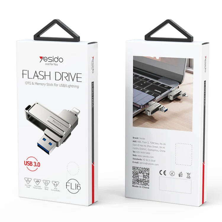 Yesido 128GB USB+Lightning 2 in 1 USB Flash Drive FL16