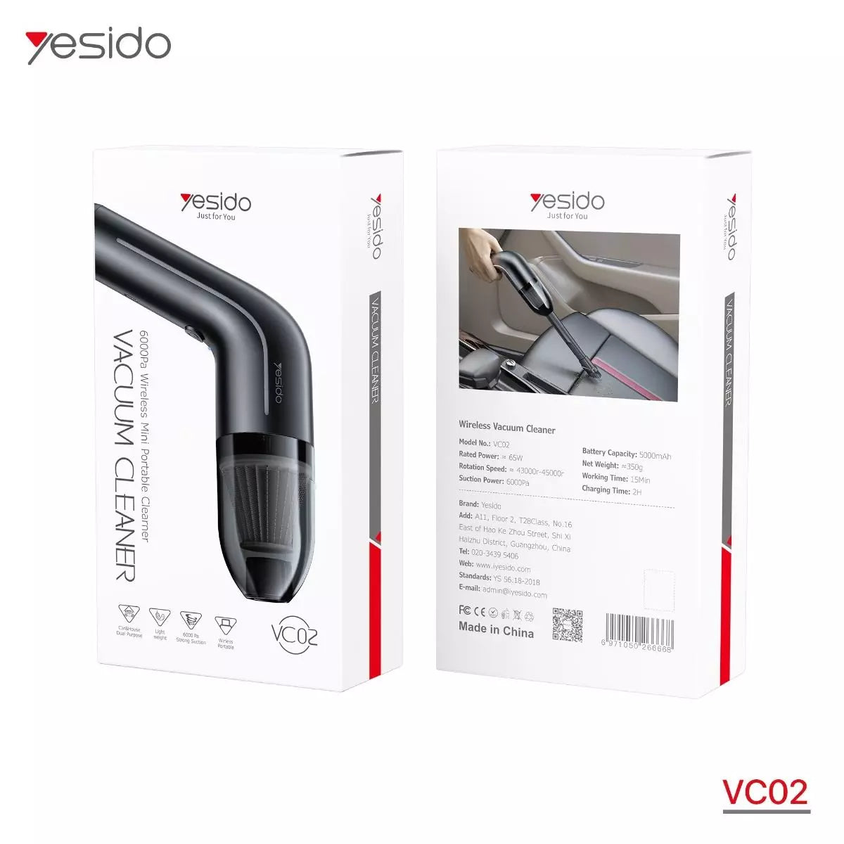 Yesido Cordless Vacuum Cleaner 6000Pa Power