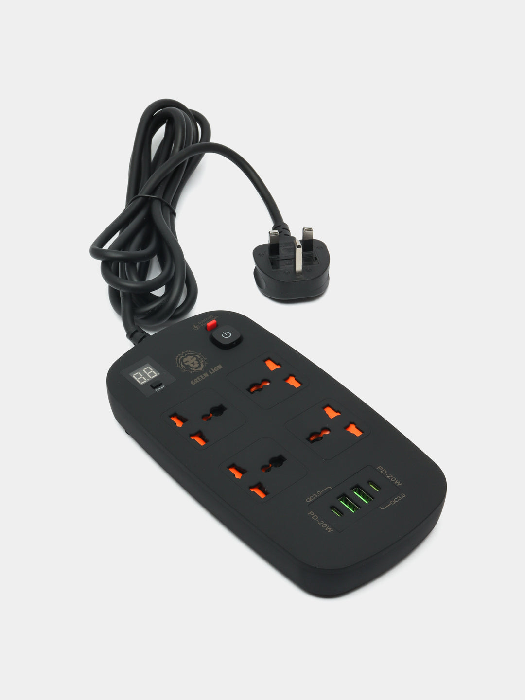 Green lion 4 AC 2 USB & 2 USB-C PD 40W Multiport Smart Power Socket 3500W (3M)