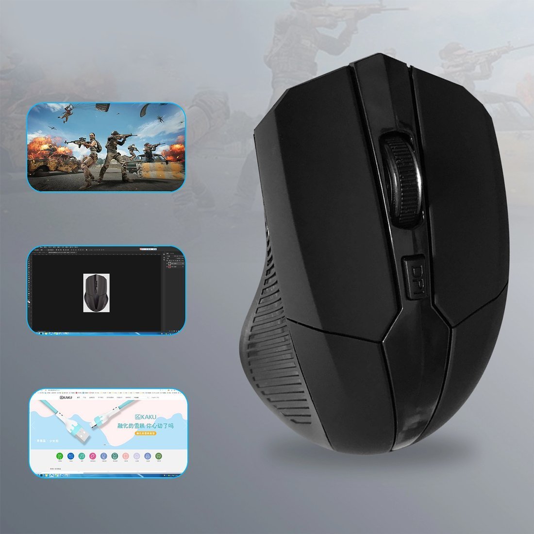 Kakusiga Wireless Optical Mouse 4 buttons KAKU KSC-378) black