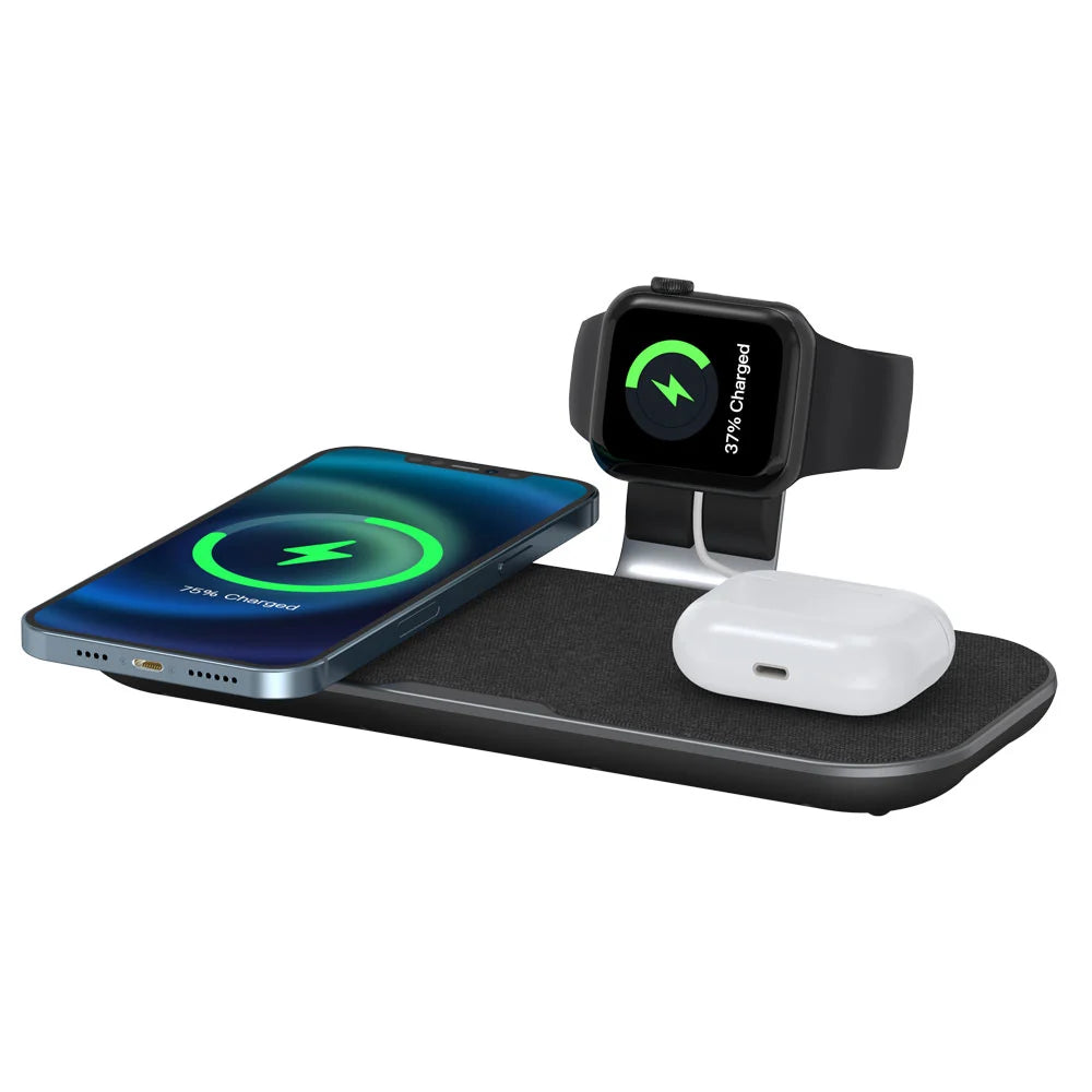 WiWU Power Air PA3IN1B Wireless Fast Charger Stand 3 in 1 High speed Desktop for iPhone iWatch Airpods