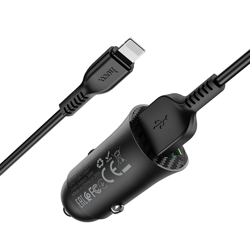 HOCO Car charger “Z39 Farsighted” QC3.0 dual port set with cable