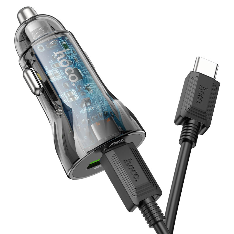 Hoco Car charger “Z47A Transparent Discovery Edition” PD30W+QC3.0 set