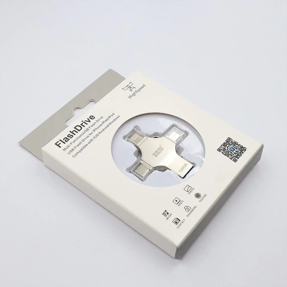 Flash Drive For Iphone ipad Android Pen Drive 4 in 1 Memory stick Type-c Pendrive OTG