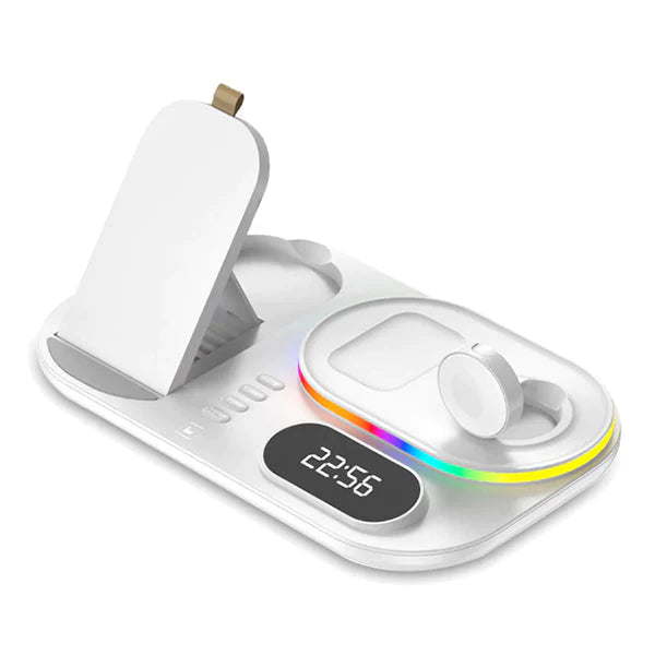 Moxom 4 in 1 Wireless Charging Station 25W Max, Smart Watch Charger, TWS Case Wireless Charging, LCD Clock LED Light, Type-C, USB Port, MX-ST08