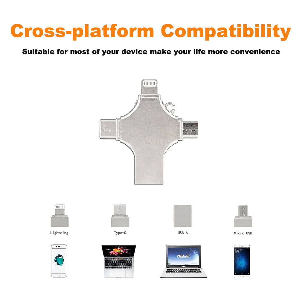 Flash Drive For Iphone ipad Android Pen Drive 4 in 1 Memory stick Type-c Pendrive OTG