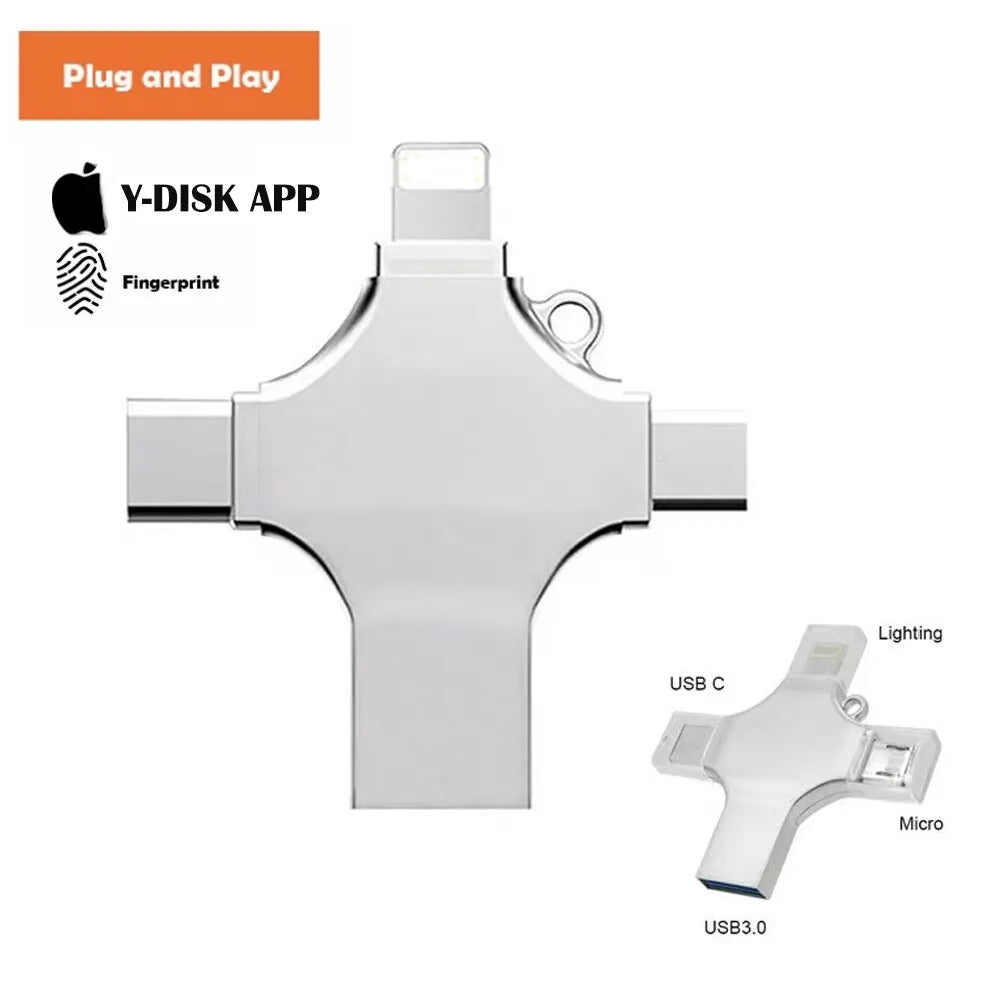 Flash Drive For Iphone ipad Android Pen Drive 4 in 1 Memory stick Type-c Pendrive OTG