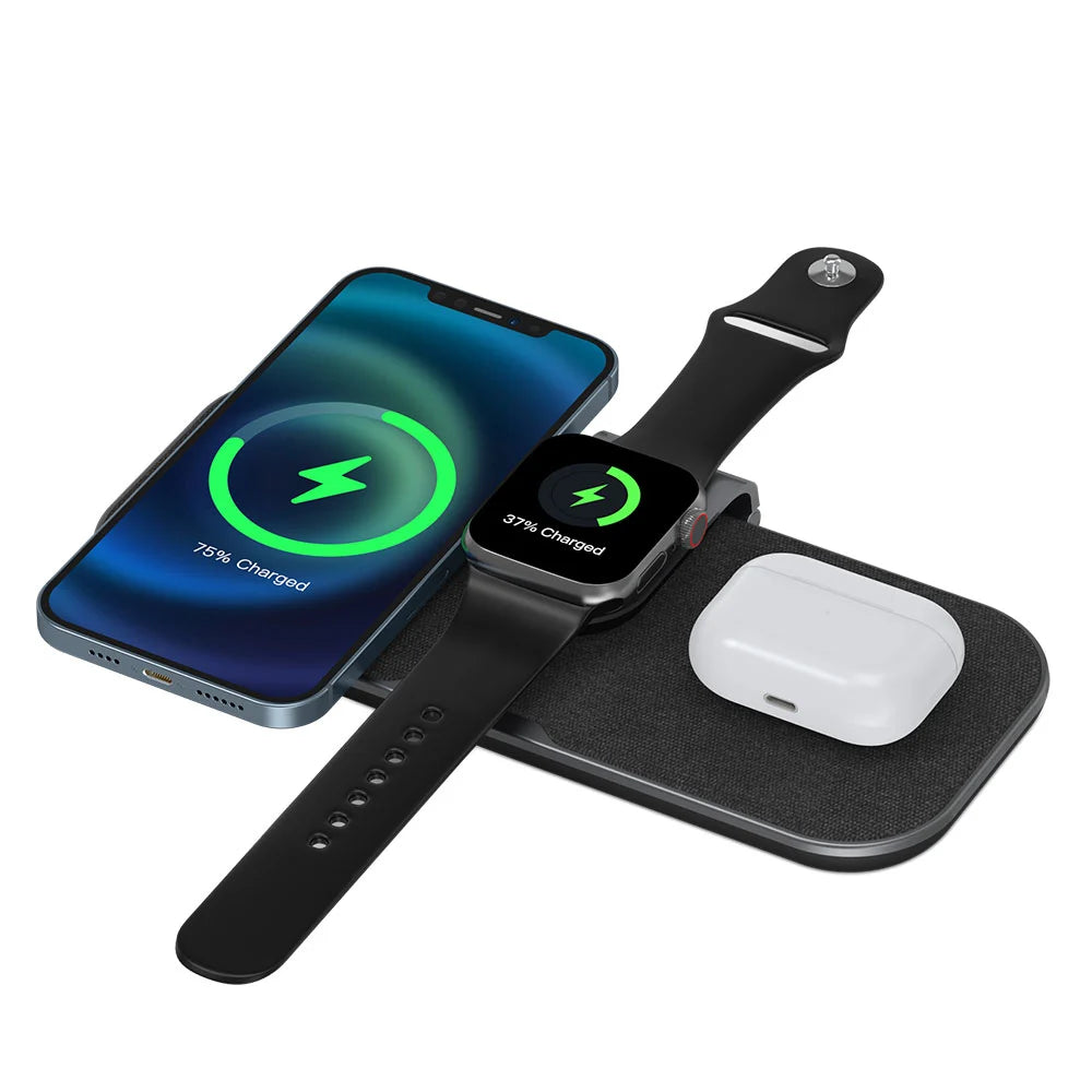 WiWU Power Air PA3IN1B Wireless Fast Charger Stand 3 in 1 High speed Desktop for iPhone iWatch Airpods
